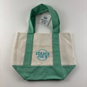 Trader Joe’s Mini Pastel Canvas Tote Bag Limited Edition Green